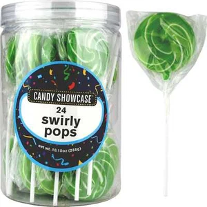 Pack of 24 Green Apple Swirl Lollipops Birthday Party Lolly Buffet Lollies - Picture 1 of 2