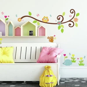 CALCOMANÍAS DE PARED RAMA DE ÁRBOL DE PERGAMINO Nuevas ramas y hojas calcomanías para bebé decoración de guardería - Imagen 1 de 5
