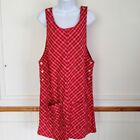 Dungaree Essential Style Womens Dress Medium Red Stripe Adj Strap Cotton Pockets