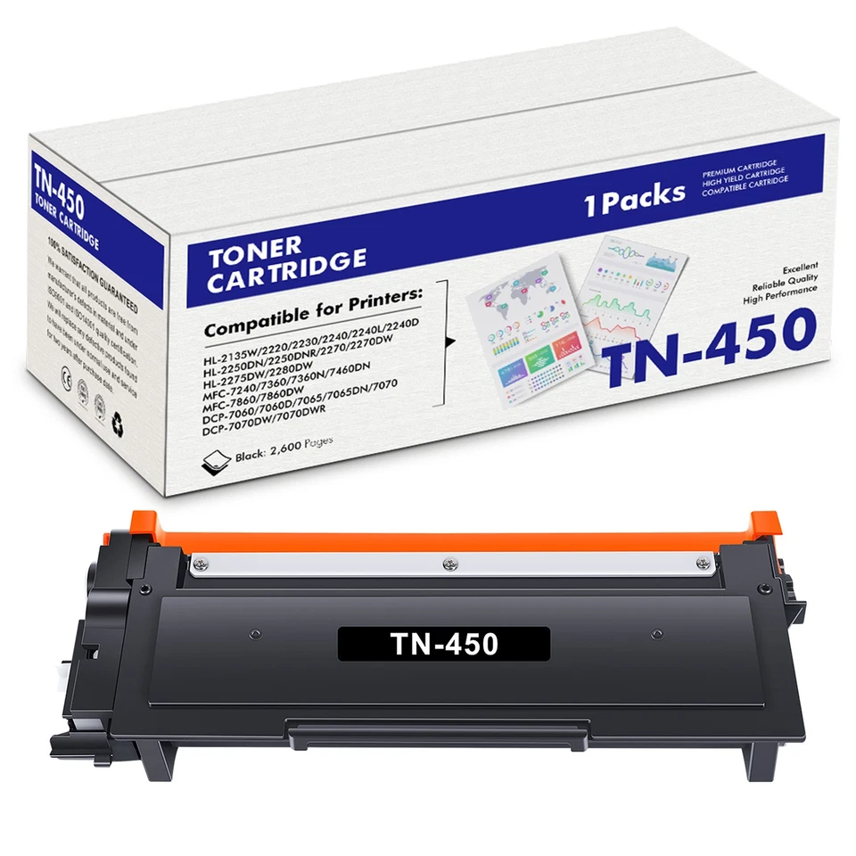 Repuesto de cartucho de tóner TN450 para tóner negro Brother TN 450 TN420 HL-2270DW Foto 1 de 1