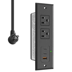 Recessed Power Strip with Two USB-C Ports, Fast Charging USB A Port Desk Outl... - Picture 1 of 7