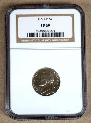 1997-P MATTE FINISH JEFFERSON NICKEL NGC SP69 546001 - Image 1 of 4