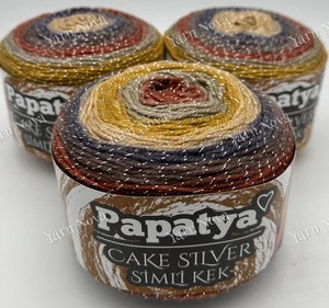 Papatya Silver Glitter Yarn Cakes Knitting Crochet Yarn Wool - 3x150g Cakes -314 - Picture 1 of 12