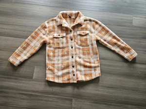 Disney Mickey Mouse Halloween Button Up Fleece Jacket Shacket Flannel Shirt L - Picture 1 of 5