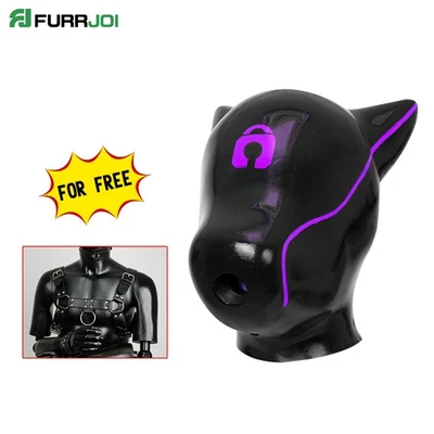 FURRJOI Purple Silicone BDSM Dog Drone Head Face Mask For Halloween Puppy Love  - Image 1 of 4