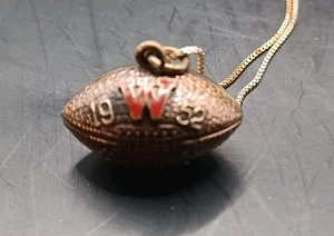Vintage 1952 Whittier High School Football Pendant W/H.H. 925 Italy Chain D2216 - Picture 1 of 9