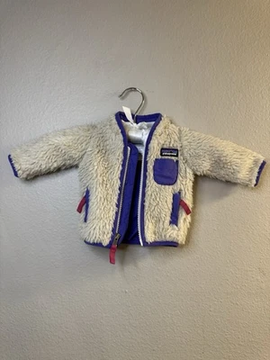 Chaqueta polar Patagonia niñas bebé 0M cremallera completa rosa púrpura (al por menor $99) Foto 1 de 4