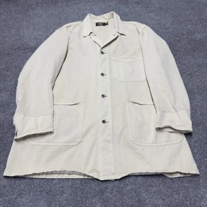 RRL Double RL Knit Herringbone Shop Coat Beige Ralph Lauren Cotton Men XL - Picture 1 of 9