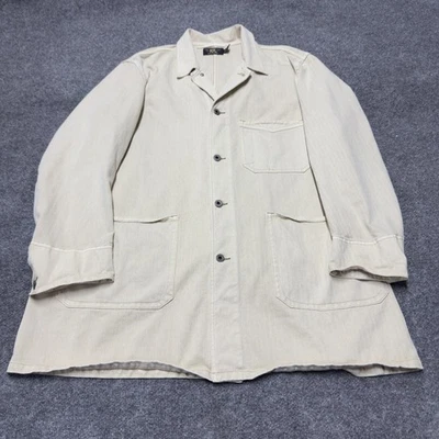 RRL Double RL Knit Herringbone Shop Coat Beige Ralph Lauren Cotton Men XL - Image 1 of 4