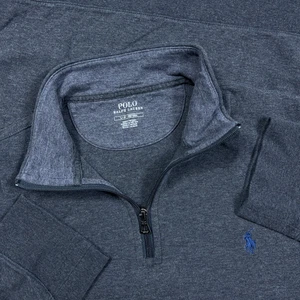 Polo Ralph Lauren Maglione Uomo Grande Grigio Blu Pullover Quarto Zip Performance - Foto 1 di 11