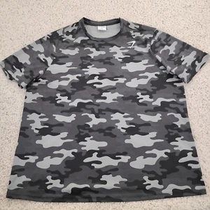 Gymshark Shirt Mens XXL 2XL Gray Performance Workout Gym Camouflage Running A2 - Picture 1 of 13