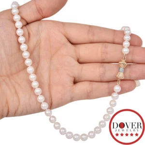 Imperial 6mm Pearl 14K Two Tone Gold Beaded 16" Long Necklace 22.0 Grams NR - Picture 1 of 5