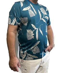 Hugo Boss 3XL Tessler Slim Fit Mercerised T-Shirt NWT Teal Floral