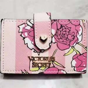 VS PINK Stripe Cardholder - Women's Multi-Compartment Wallet with Coin Pocket - Picture 1 of 25
