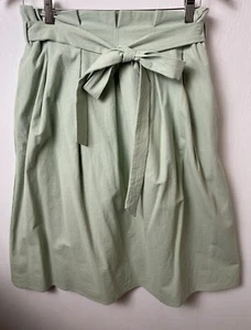 Roolee Paper Bag Tie Waist Midi Skirt Sage Green Size Large - Picture 1 of 9