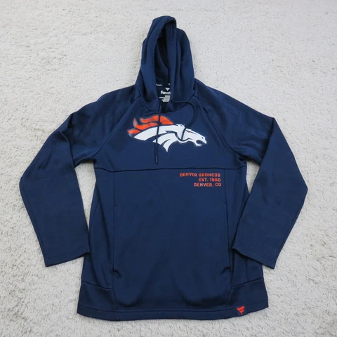 Denver Broncos Sweater Mens Small Blue Hoodie Hooded Jacket NFL Football Outdoor Cover