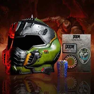 Doom The Dark Ages Doom Slayer Wearable Helmet LED Bundle + Keycard x3 Patches - Picture 1 of 6