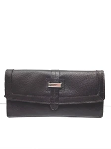 Tignanello Marrón Guijarro Cuero Triple Plegable Cartera Organizador Bolso sin asas Tostado Forro Dorado - Imagen 1 de 5