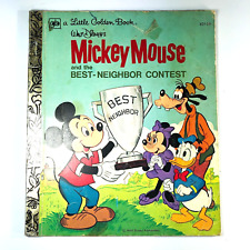 Vintage Little Golden Book Mickey Mouse and the Best-Neighbor Contest Disney '77
