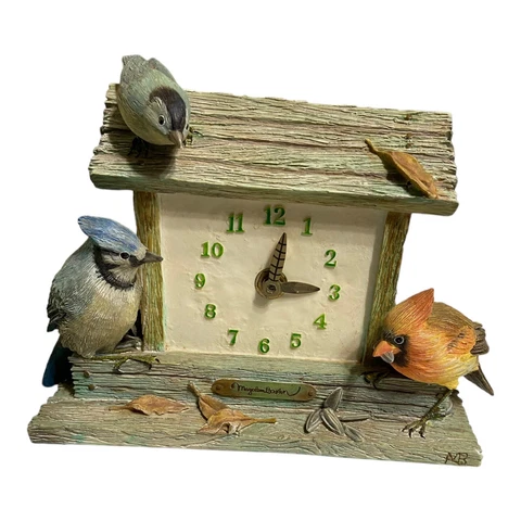 Marjolein Bastin Sketchbook Bird Feeder TableTop Clock Bluejay Cardinal Hallmark Cover