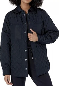 Women's Relaxed-Fit Quilted Overshirt Jacket Black Size L - Picture 1 of 3