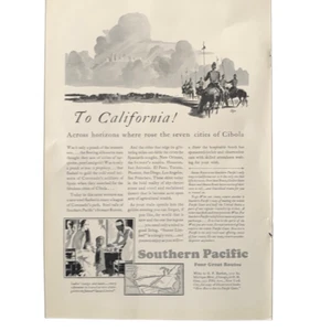 Anuncio publicitario vintage 1930 del Pacífico Sur a California - Imagen 1 de 5