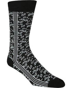 Calvin Klein Men's Floral Striped Egyptian Cotton Crew Socks, Black & LT Blue - Picture 1 of 2