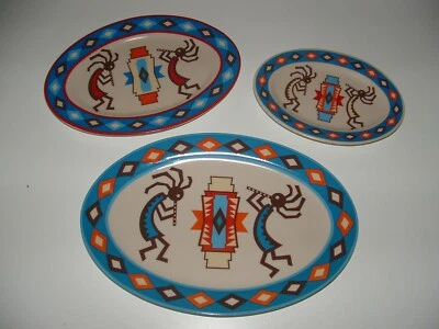 Southwest Kachina Ceramic Tray Set (3), Decorative-Only, Age Unknown, pre-owned - Image 1 of 4