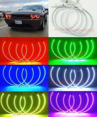 RGB LED halo ring for Dodge Challenger 08-14 headlight angel eye DRL BT APP lamp - Image 1 of 4