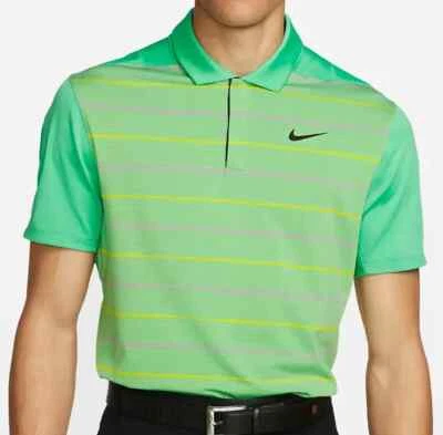 Nike Dri-Fit Tiger Woods Striped Golf Polo Shirt Green  S M L XL 2XL DR5318-363 - Image 1 of 4