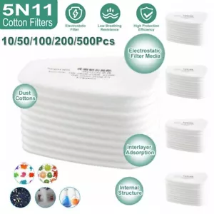 10-500 Stück 5N11 Baumwollfilter Ersatz für 6200 6800 7502 Atemschutzfilter - Bild 1 von 19