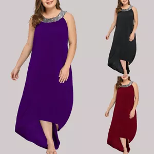 Plus Size Women Sequins Midi Dress Evening Party Cocktail Prom Sundress Gown US - Picture 1 of 14