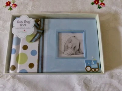 Grandparent brag книга фотоальбом baby boy синий горошек лента держит 30 новый с Ярлыками - Изображение 1 из 4