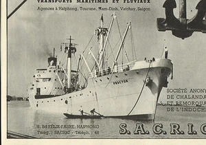 VIETNAM HAIPHONG PUBLICITE TRANSPORTS MARITIMES & FLUVIAUX SACRIC 1953 - Imagen 1 de 1