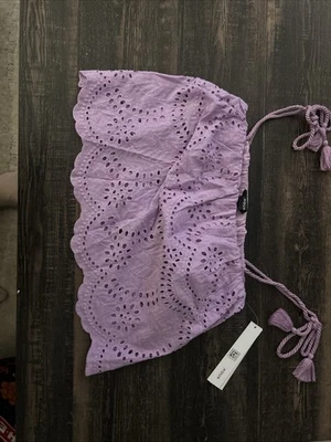 Aqua Strapless Eyelit Shirt - Image 1 of 4