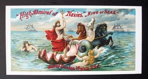 Scarce Original 1880s Tobacco Caddy Crate Label - HIGH ADMIRAL OF THE NAVIES - Picture 1 of 2
