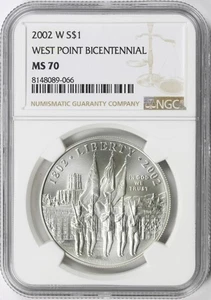 2002-W West Point Bicentennial $1 Commemorative Dollar NGC MS70 - Picture 1 of 4