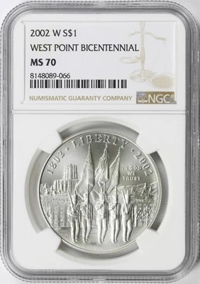 2002-W West Point Bicentennial $1 Commemorative Dollar NGC MS70 - Image 1 of 4