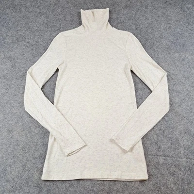 Espléndido Suéter Mujer Medio Blanco Brillante Cuello Alto Manga Larga NUEVO Foto 1 de 4