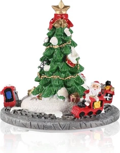 Rotating Musical Christmas Tree Figurine Resin Santa Train 6" Holiday Decor - Picture 1 of 4