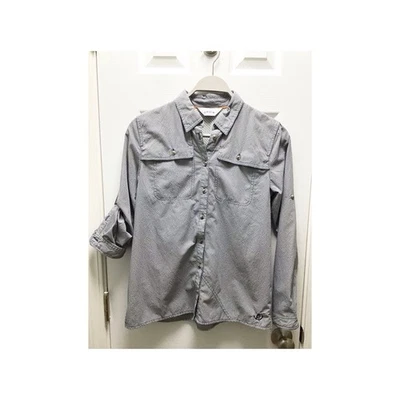 Camisa Orvis para mujer Seersucker a cuadros manga larga ventilada pesca talla pequeña azul Foto 1 de 4