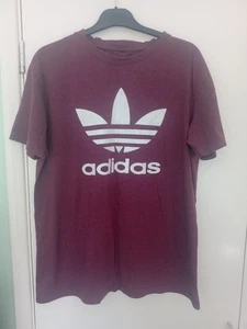 Well Worn Vintage/Retro Adidas Men's Red/Maroon 2XL/XXL Logo Graphic T-Shirt - Picture 1 of 18