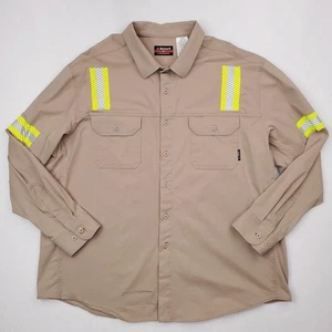 Bulwark FR Flame Resistant Shirt Mens 2XL Khaki Reflective Work Safety Hi Vis - Picture 1 of 18