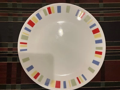 New Corning Corelle Memphis 8-1/2 Lunch Plate Red Yellow Blue Green Color Blocks - Image 1 of 4