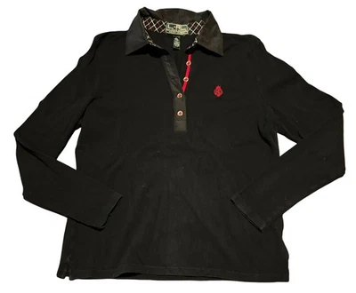 Ralph Lauren L-RL Lauren Active Black Polo Shirt W/ Red Trim Long Sleeve Size L - Image 1 of 4