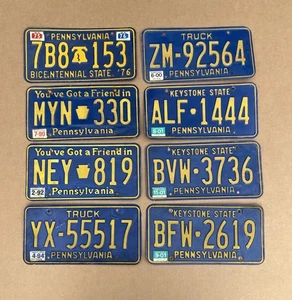 Menge (8) Vintage Pennsylvania PA blaue Nummernschilder abgelaufen authentisch 1975-01 - Bild 1 von 6