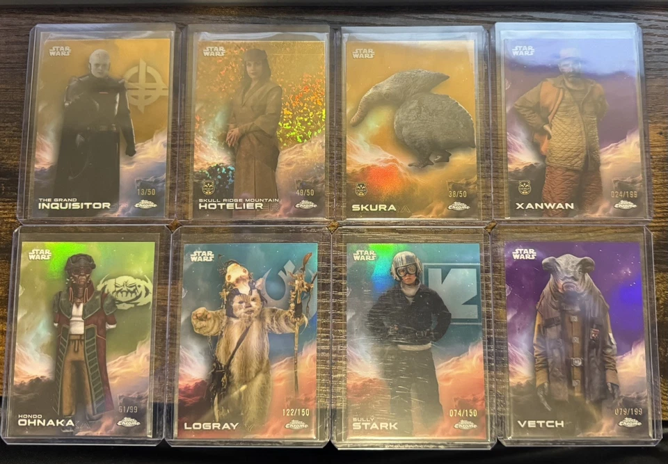 Lote de 4 cartas paralelas numeradas Topps Chrome Star Wars 2025 Foto 1 de 1
