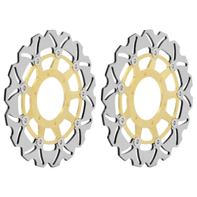 Pair Gold Front Brake Rotors For Honda CBR600F4i 2001-2007 CB900F 919 02-06 - Image 1 of 4