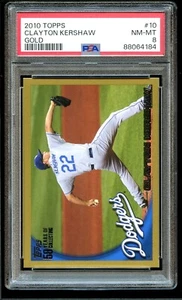 2010 Topps Gold #10 Clayton Kershaw PSA 8 NM-MT Nicely Centered - Picture 1 of 2