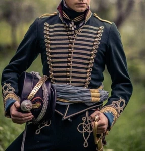 New Navy Blue Victorian Hussar Peace And War/Antique Braid Wool Jacket Fast Ship - Picture 1 of 5